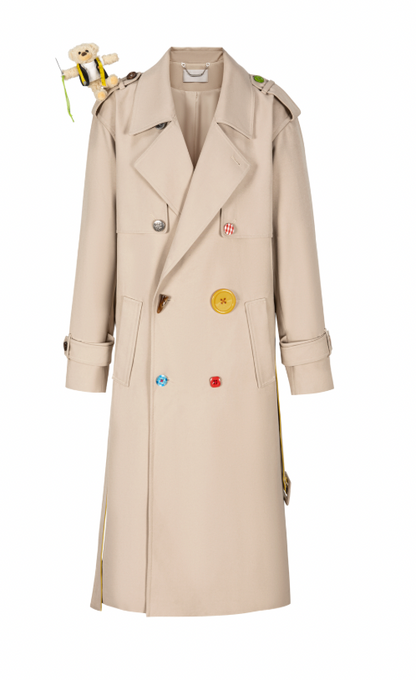 13DE MARZO Tailor Bear Ruler Trench Coat Khaki - 13DE MARZO