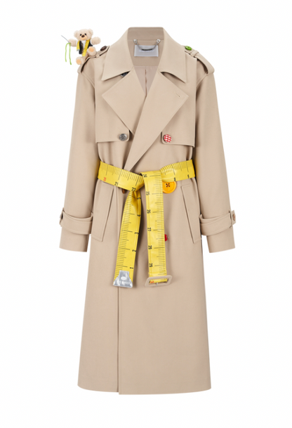 13DE MARZO Tailor Bear Ruler Trench Coat Khaki - 13DE MARZO
