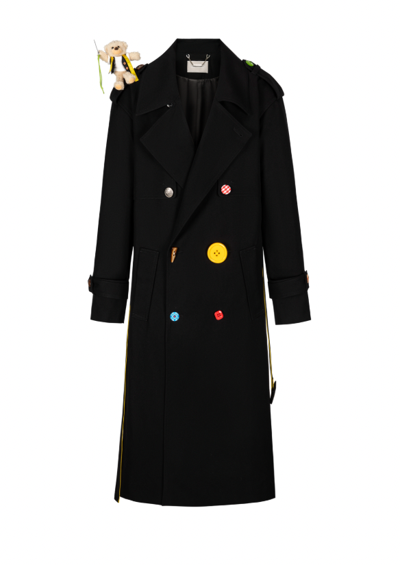 13DE MARZO Tailor Bear Ruler Trench Coat Black - 13DE MARZO