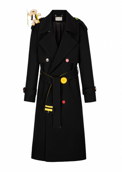 13DE MARZO Tailor Bear Ruler Trench Coat Black - 13DE MARZO