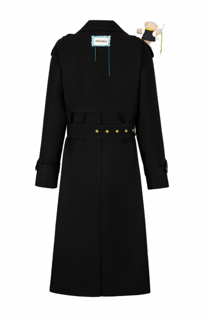 13DE MARZO Tailor Bear Ruler Trench Coat Black - 13DE MARZO