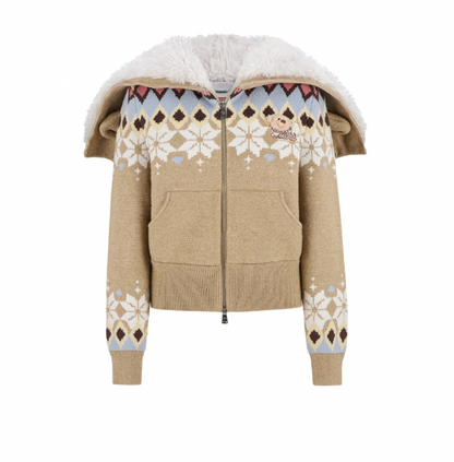 13DE MARZO Fair Isle Bear Knit Short Cardigan - 13DE MARZO