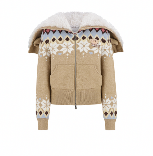 13DE MARZO Fair Isle Bear Knit Short Cardigan - 13DE MARZO