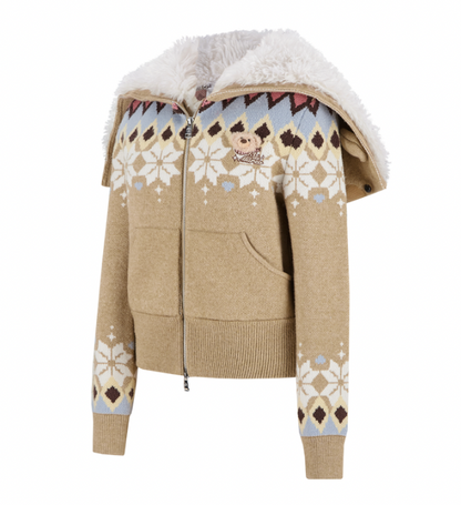13DE MARZO Fair Isle Bear Knit Short Cardigan - 13DE MARZO