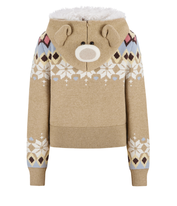 13DE MARZO Fair Isle Bear Knit Short Cardigan - 13DE MARZO