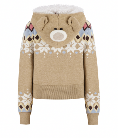 13DE MARZO Fair Isle Bear Knit Short Cardigan - 13DE MARZO