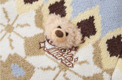 13DE MARZO Fair Isle Bear Knit Short Cardigan - 13DE MARZO
