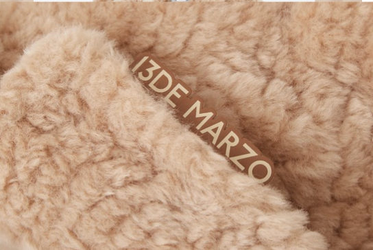 13DE MARZO Bear Fuzzy Long Coat Khaki - 13DE MARZO