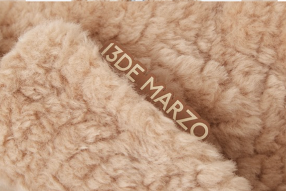 13DE MARZO Bear Fuzzy Long Coat Khaki - 13DE MARZO