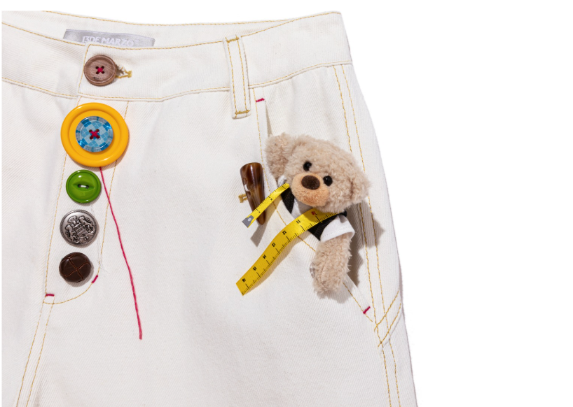 13DE MARZO Tailor Bear Button Jeans White - 13DE MARZO