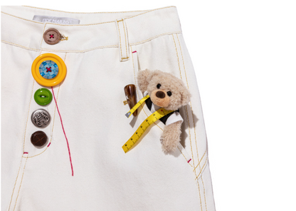 13DE MARZO Tailor Bear Button Jeans White - 13DE MARZO