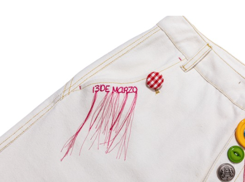 13DE MARZO Tailor Bear Button Jeans White - 13DE MARZO