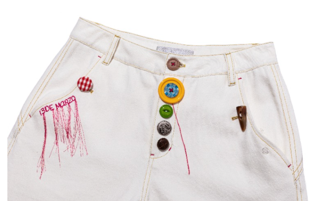 13DE MARZO Tailor Bear Button Jeans White - 13DE MARZO