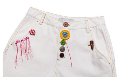 13DE MARZO Tailor Bear Button Jeans White - 13DE MARZO