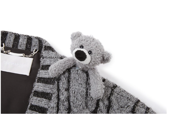 13DE MARZO Bear Yarn Weave Cardigan Dark Grey - 13DE MARZO