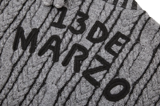 13DE MARZO Bear Yarn Weave Cardigan Dark Grey - 13DE MARZO