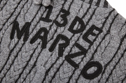 13DE MARZO Bear Yarn Weave Cardigan Dark Grey - 13DE MARZO