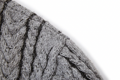 13DE MARZO Bear Yarn Weave Cardigan Dark Grey - 13DE MARZO