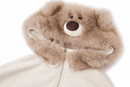 13DE MARZO Doozoo Zipper Hoodie Beige - 13DE MARZO