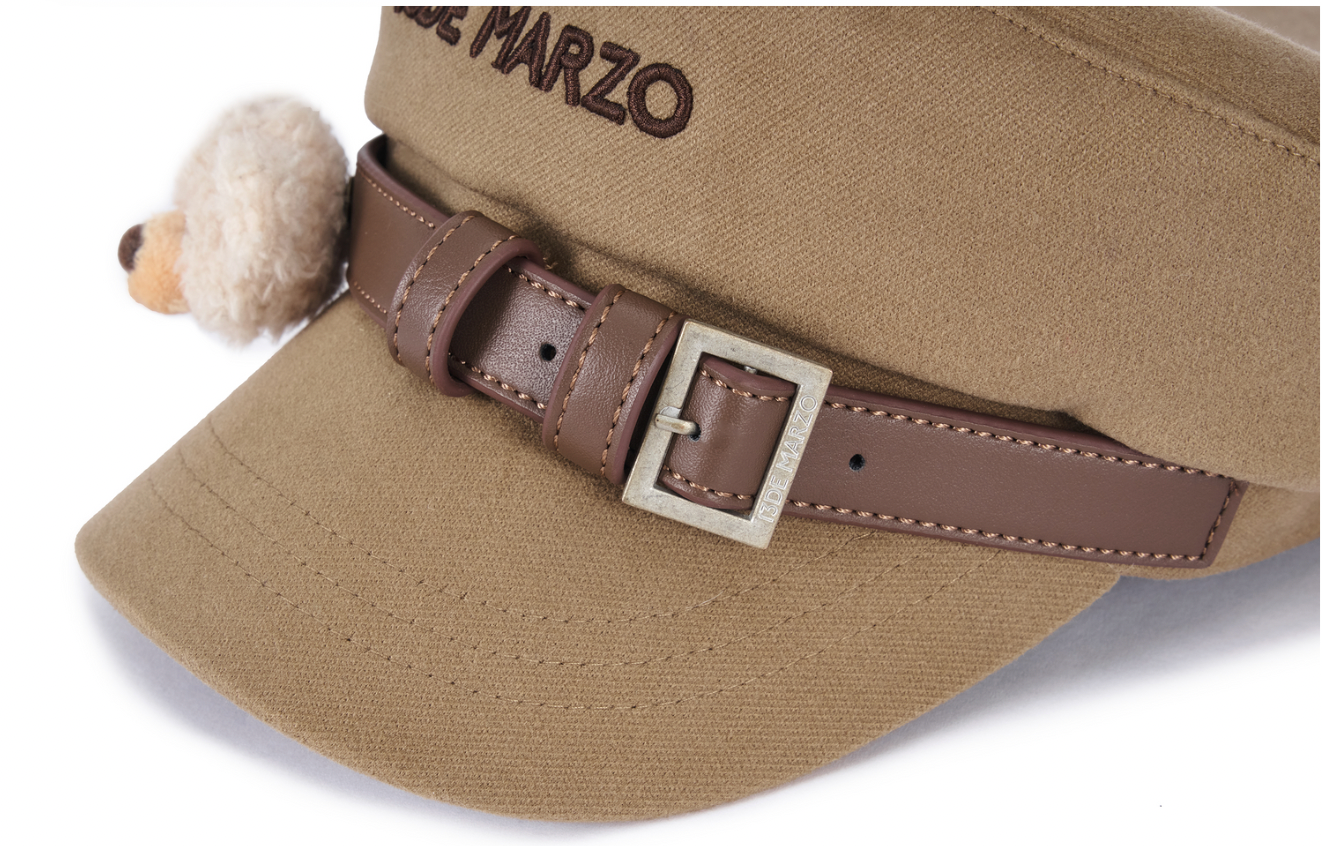 13DE MARZO Bear Belt Logo Beret  Brown - 13DE MARZO