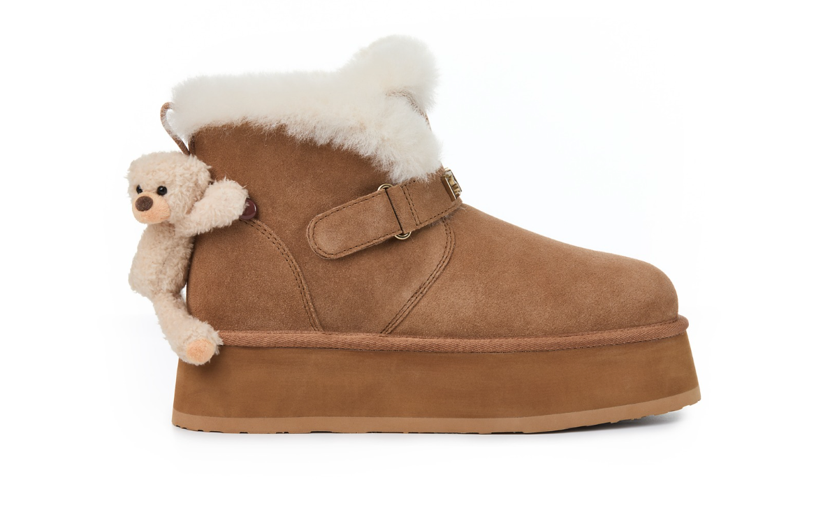13DE MARZO Bear Plush Snow Boots Khaki - 13DE MARZO