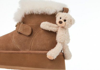 13DE MARZO Bear Plush Snow Boots Khaki - 13DE MARZO