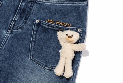 13DE MARZO Bear Brushed Relaxed Jeans Blue - 13DE MARZO
