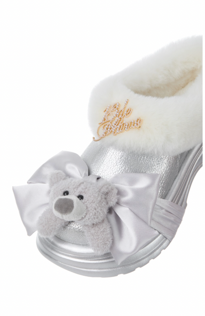 13DE MARZO Bear Fuzzy Snow Slippers Silver - 13DE MARZO