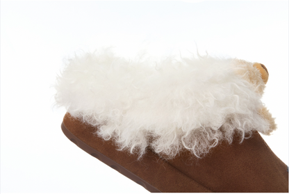 13DE MARZO Logo Fuzzy Snow Slippers Brown - 13DE MARZO