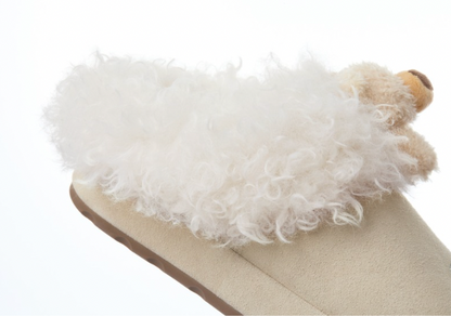13DE MARZO Logo Fuzzy Snow Slippers Beige - 13DE MARZO