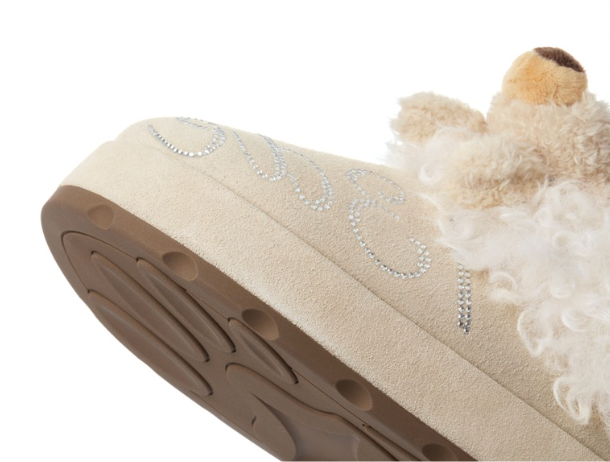13DE MARZO Logo Fuzzy Snow Slippers Beige - 13DE MARZO