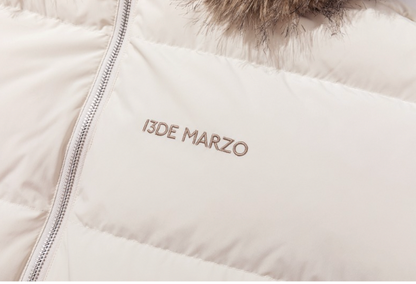 13DE MARZO Bear Fuzzy Hood Down Jacket Almond - 13DE MARZO