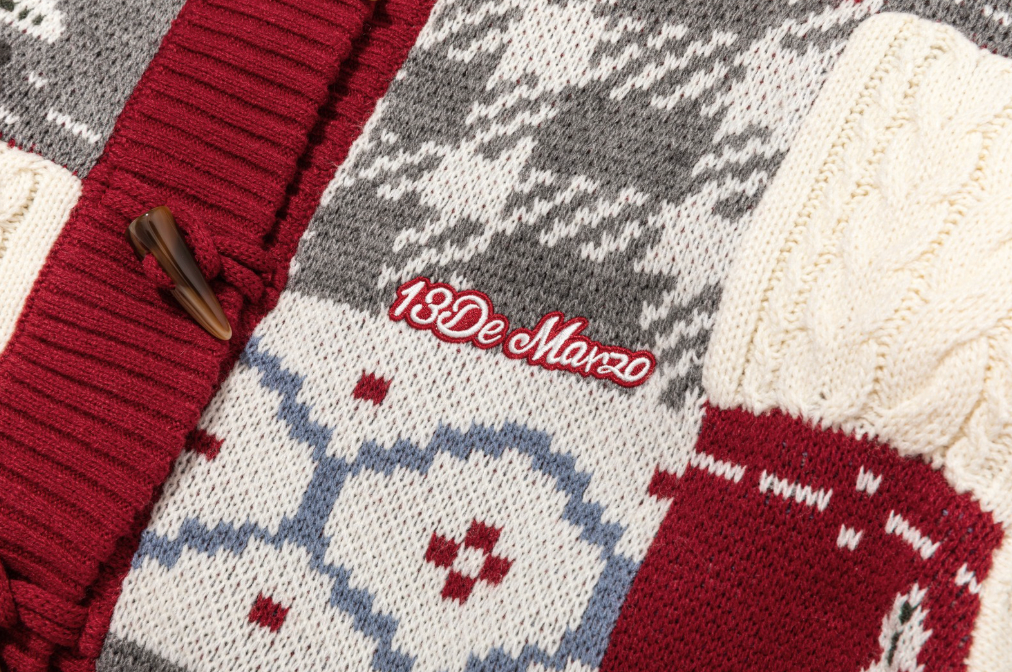 13DE MARZO Snowbear Christmas Cardigan Red - 13DE MARZO