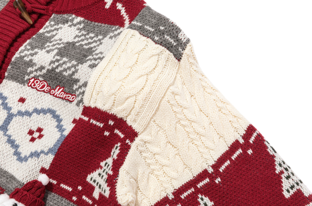 13DE MARZO Snowbear Christmas Cardigan Red - 13DE MARZO