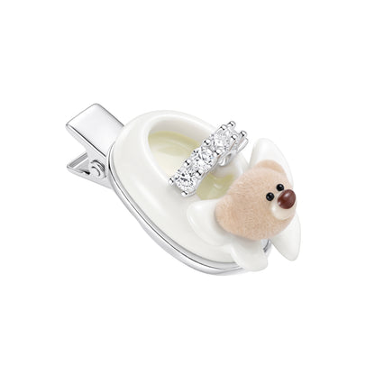 13DE MARZO Shoe Bow Bear Hair Clip White