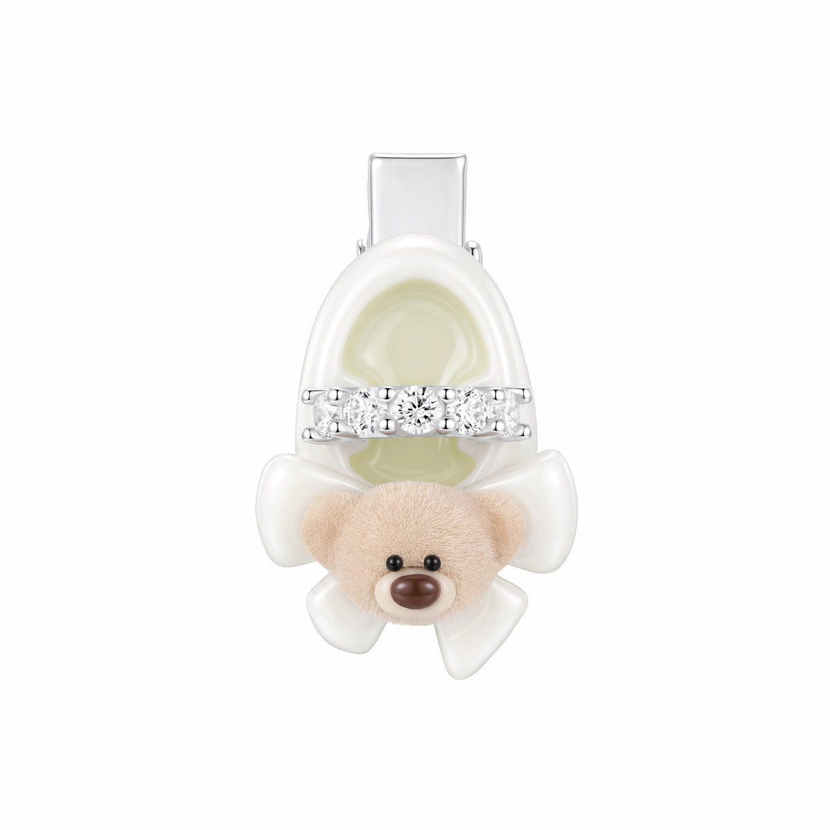 13DE MARZO Shoe Bow Bear Hair Clip White