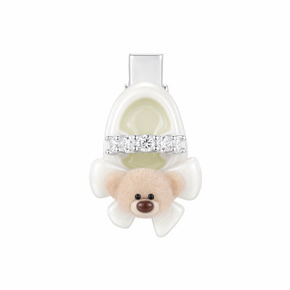 13DE MARZO Shoe Bow Bear Hair Clip White