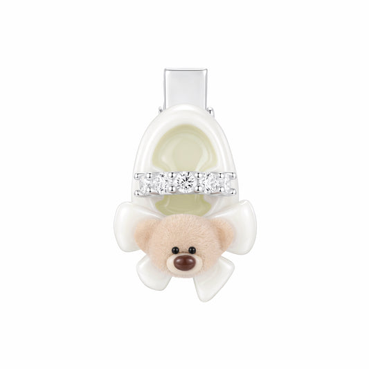13DE MARZO Shoe Bow Bear Hair Clip White