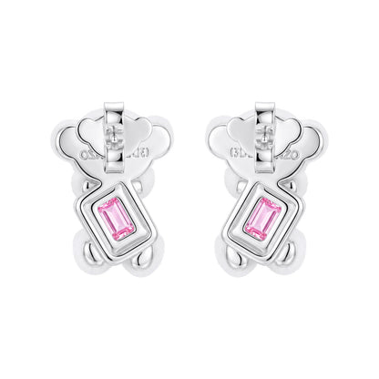 13DE Sugar Cube Zircon Bear Studs White