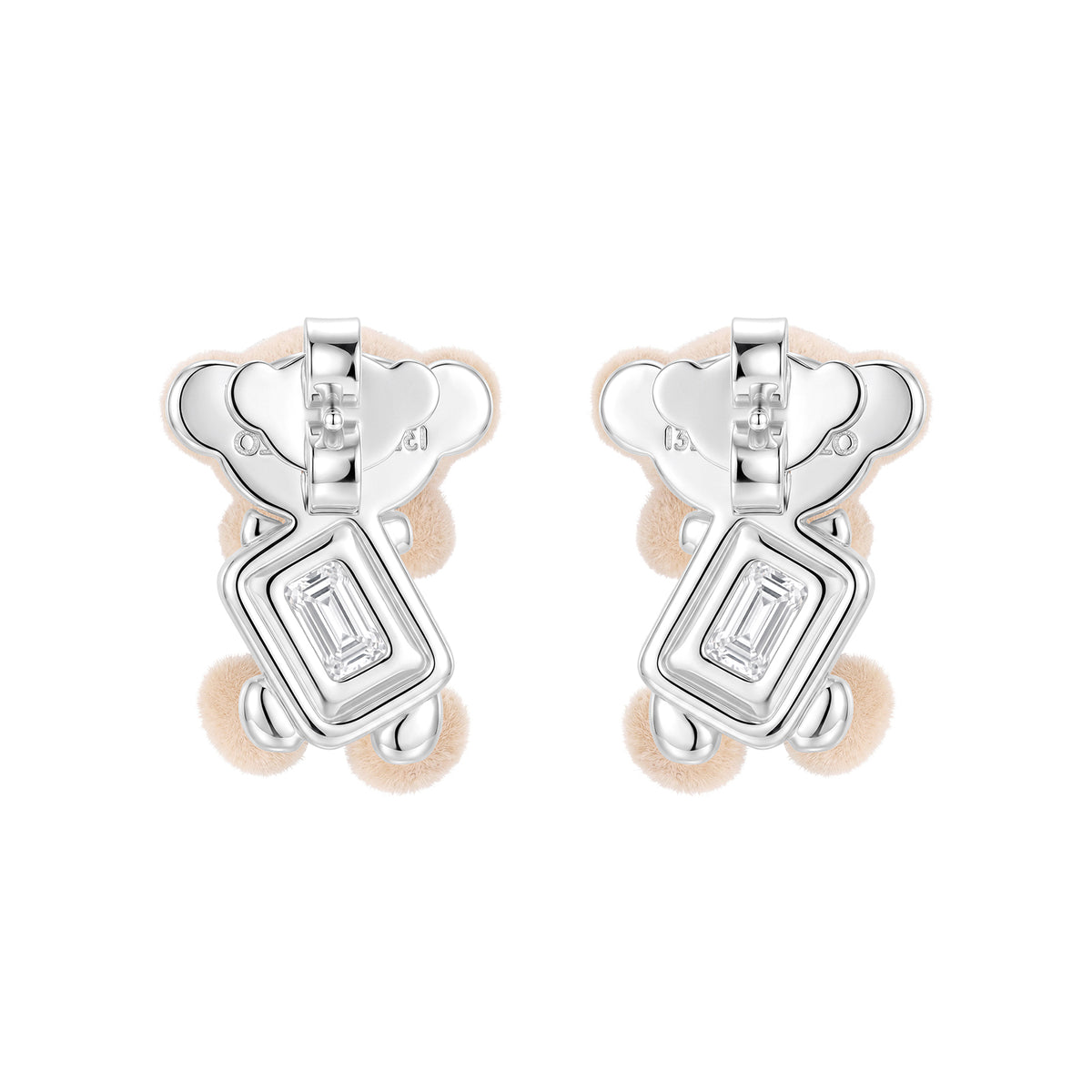 13DE Sugar Cube Zircon Bear Studs Khaki