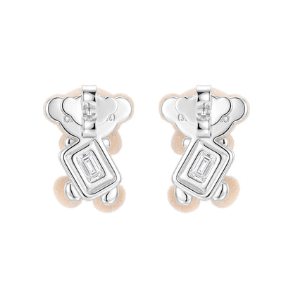 13DE Sugar Cube Zircon Bear Studs Khaki
