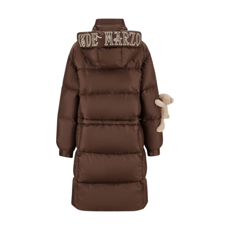 13DE MARZO Base Bear Long Down Jacket Brown - 13DE MARZO