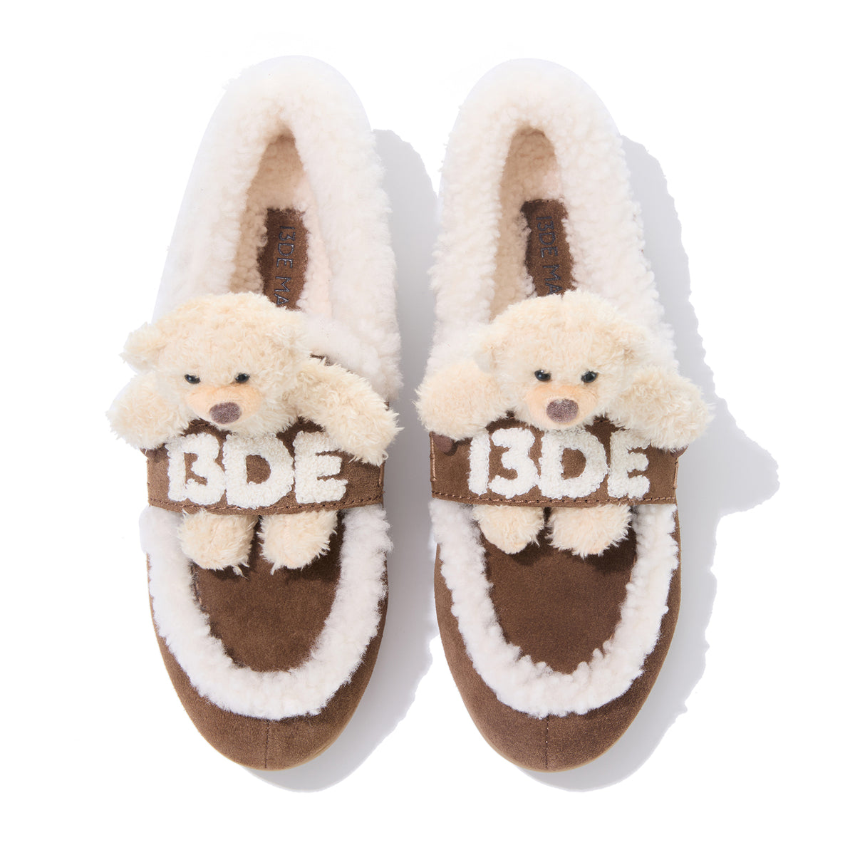 13DE MARZO Plush Bear Loafers Brown