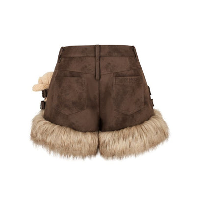 13DE MARZO Bear Upper Fuzzy Shorts - 13DE MARZO