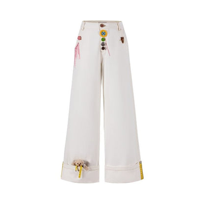 13DE MARZO Tailor Bear Button Jeans White - 13DE MARZO