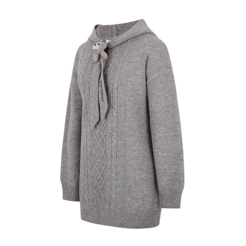 13DE MARZO Bear Knit Hoodie Dress Grey - 13DE MARZO