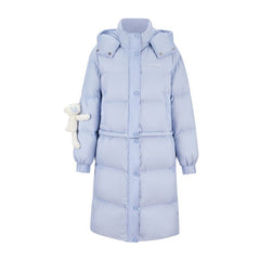 13DE MARZO Base Bear Long Down Jacket Blue