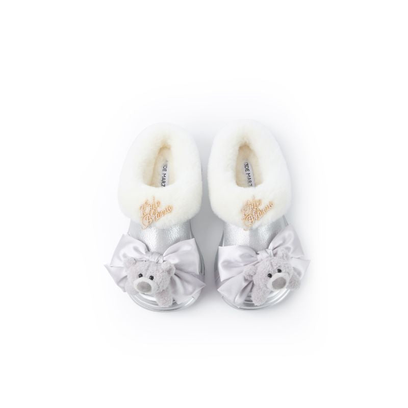 13DE MARZO Bear Fuzzy Snow Slippers Silver - 13DE MARZO