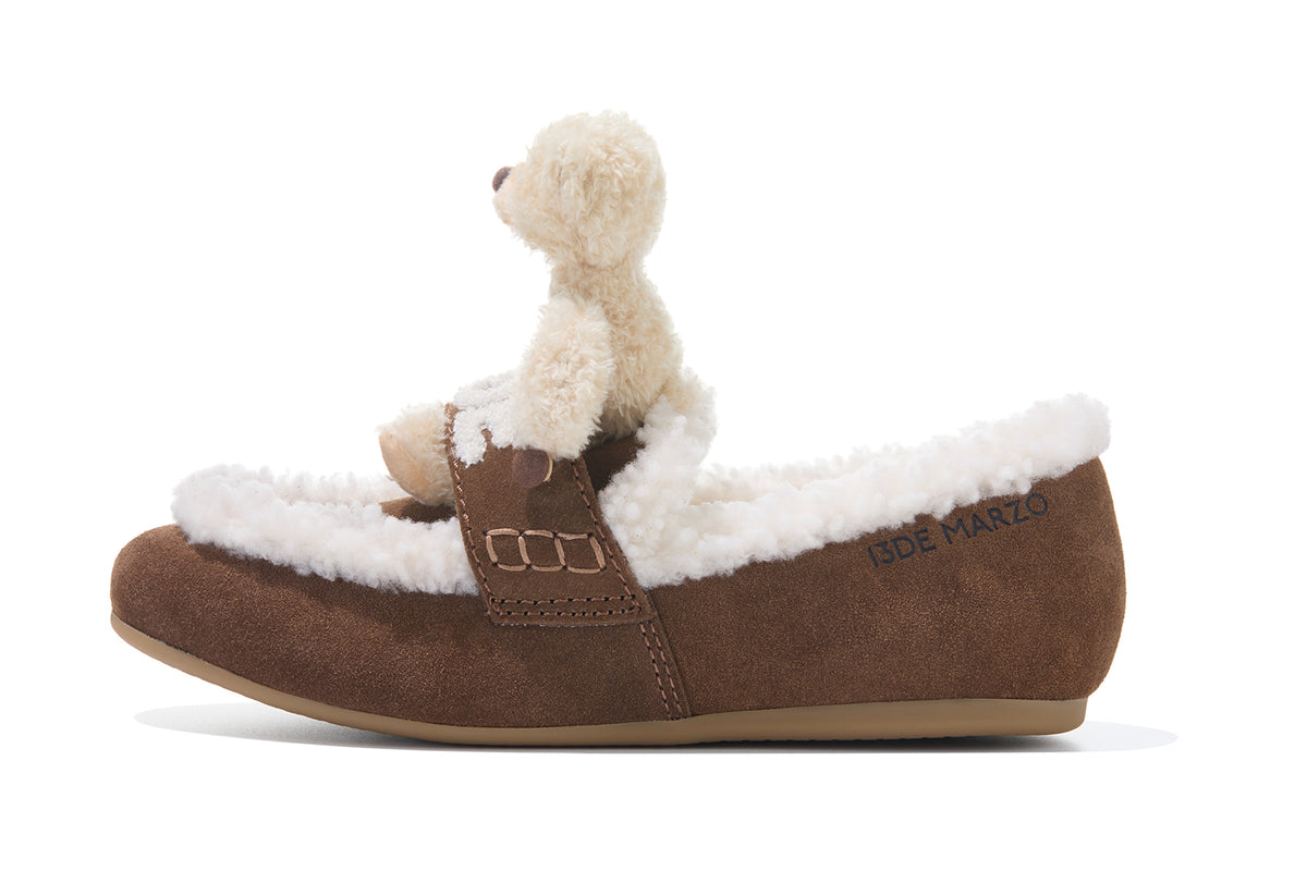 13DE MARZO Plush Bear Loafers Brown