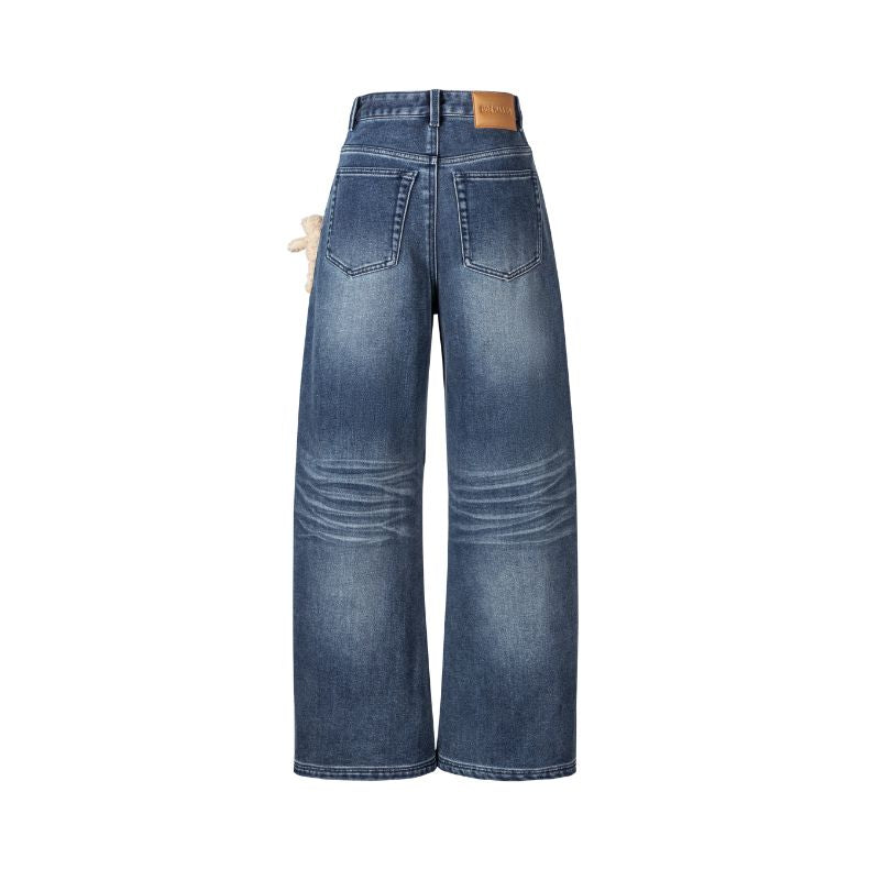 13DE MARZO Bear Brushed Relaxed Jeans Blue - 13DE MARZO